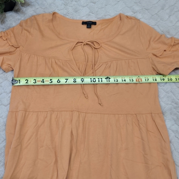 J. Crew Orange Tiered Neck-Tie Cotton Swing Dress, Size Small - Picture 4 of 6